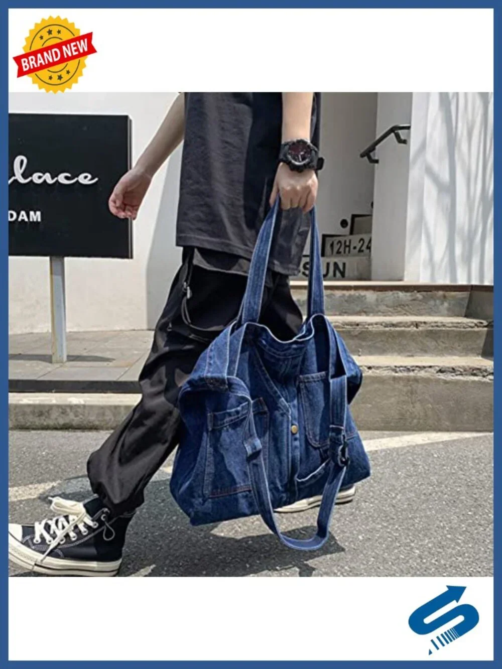 Denim Crossbody Hobo Bag Casual Lightweight Handbag Work Travel